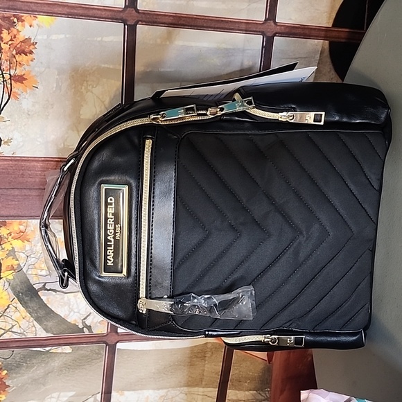 NWT KARL LAGERFELD Chevron backpack - Picture 4 of 5